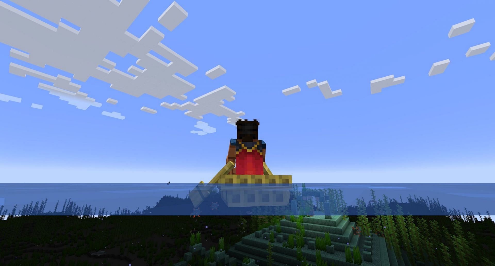 This glitch allows for perfect underwater vision. (Image via Mojang)
